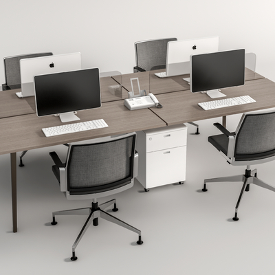  现代员工办公桌椅su模型 