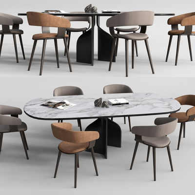 现代轻奢餐桌椅su模型