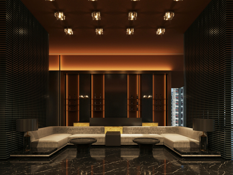  酒店大堂 休息区su模型 