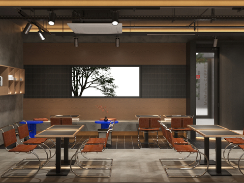  现代奶茶店 就餐区 奶茶店卡座su模型 