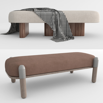 现代床尾凳脚踏su模型