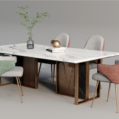 现代大理石餐桌椅su模型