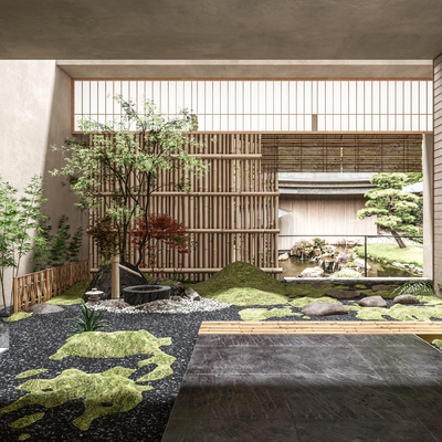 日式庭院景观小品su模型