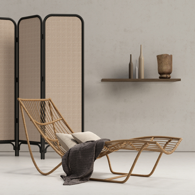  北欧藤编躺椅su模型 