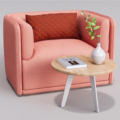 现代布艺单人沙发su模型