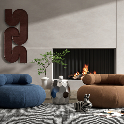 现代布艺单人沙发su模型