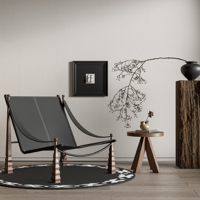  中古风躺椅 椅子su模型 