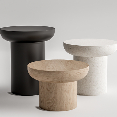 现代原木圆几角几su模型