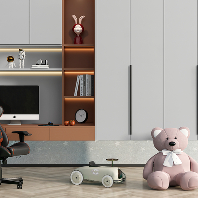  现代儿童书桌椅su模型 