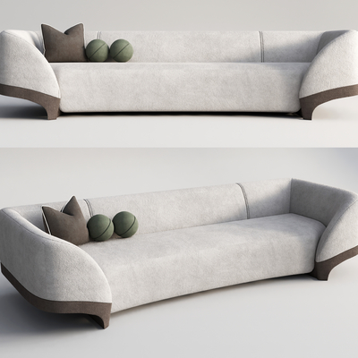 现代绒布多人沙发su模型