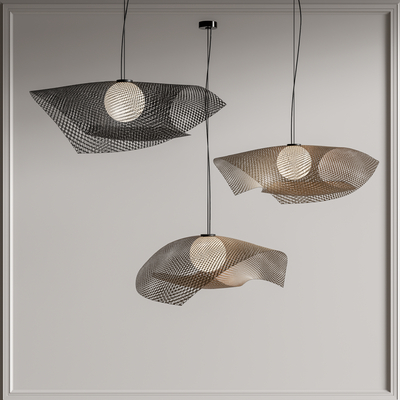 现代金属网吊灯su模型