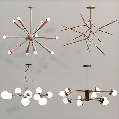 现代多头吊灯su模型