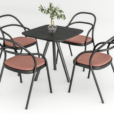 新中式休闲桌椅su模型