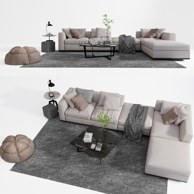 现代布艺转角沙发su模型