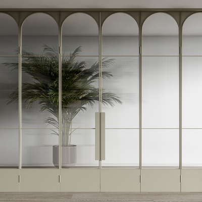 奶油风玻璃门 双开门su模型