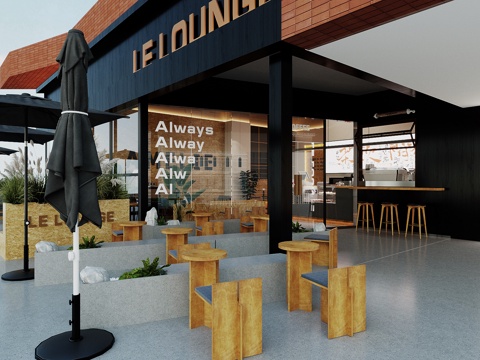  现代咖啡厅外摆区su模型 