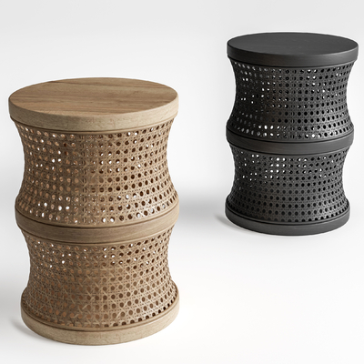 现代藤编矮凳 鼓凳su模型