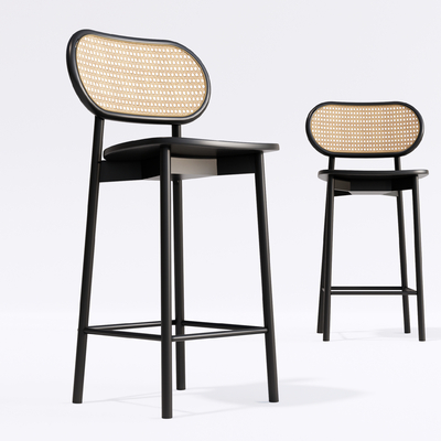  现代实木吧台椅su模型 