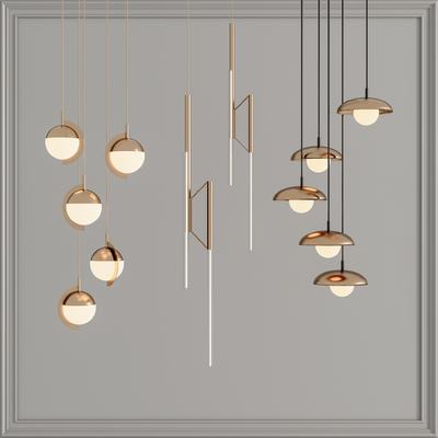 现代金属吊灯su模型