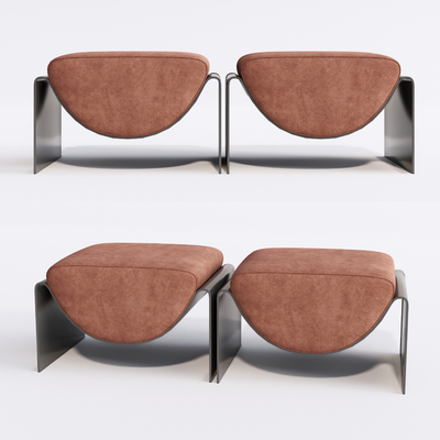  现代布艺床尾凳脚踏su模型 