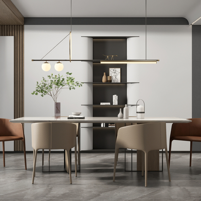 现代大理石餐桌椅su模型