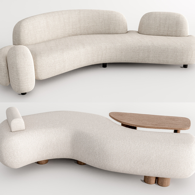 现代布艺弧形沙发su模型