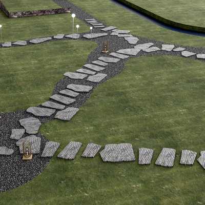 现代户外景观汀步su模型