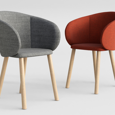 北欧布艺单椅su模型