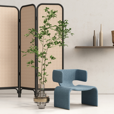 现代屏风休闲椅su模型