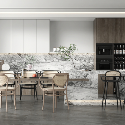 现代餐厅su模型