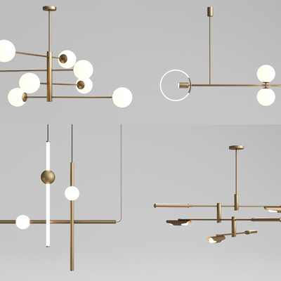现代轻奢吊灯su模型