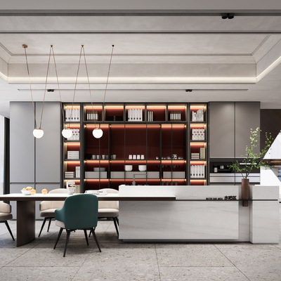 现代轻奢餐厅su模型