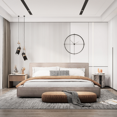 现代轻奢卧室su模型