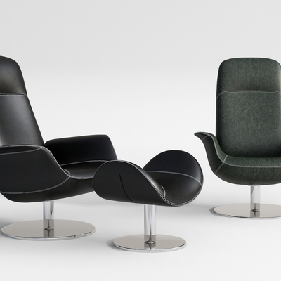 现代皮革休闲椅su模型