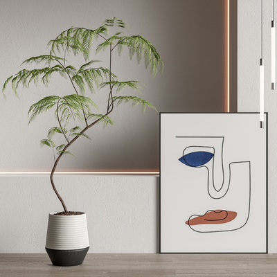 现代蕨类绿植盆栽su模型