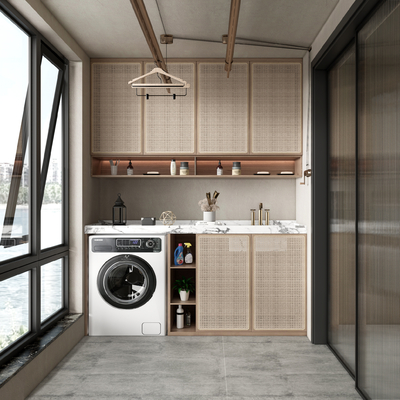  侘寂风阳台su模型 