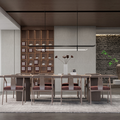 新中式餐厅su模型