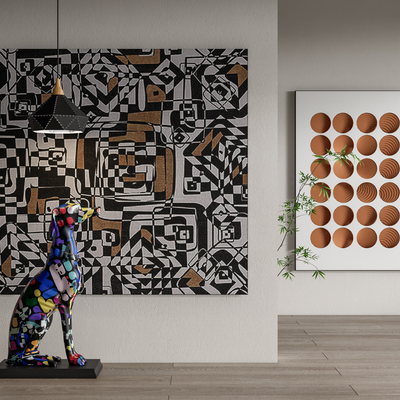 现代挂画 立体画su模型