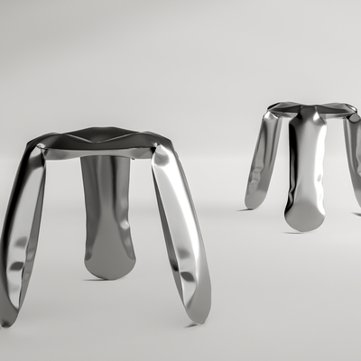 现代不锈钢矮凳su模型