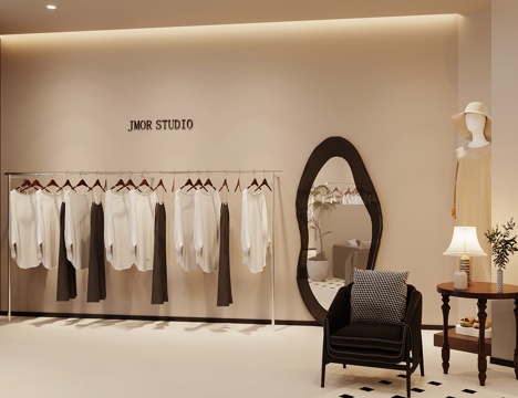  侘寂服装店 女装店su模型 