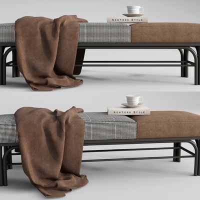  现代布艺脚踏su模型 