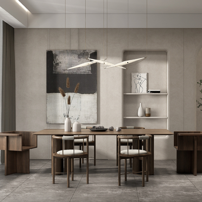 侘寂风餐厅su模型