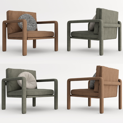 现代布艺单人沙发su模型