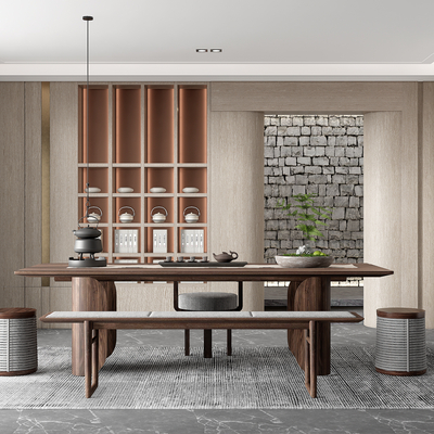 新中式茶室su模型