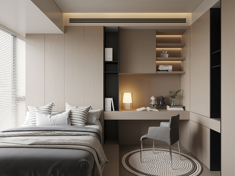 现代榻榻米卧室su模型