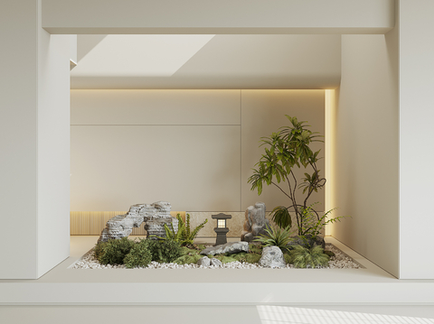  现代室内植物景观su模型 