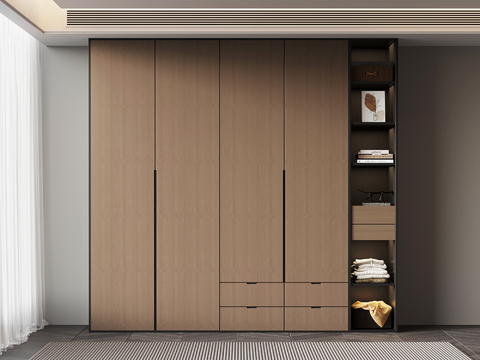 现代意式衣柜su模型