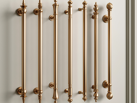 法式拉手 复古金属长拉手 大门拉手su模型su模型