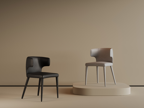 现代中古风吧椅 复古吧椅 长脚吧椅 新中式吧椅 吧凳 布艺吧su模型