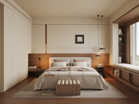 现代家居卧室su模型